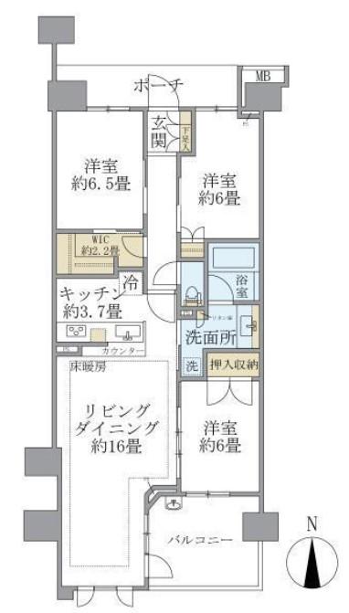 ブリリアシティ横浜磯子 G棟(3LDK/2階)の間取り写真