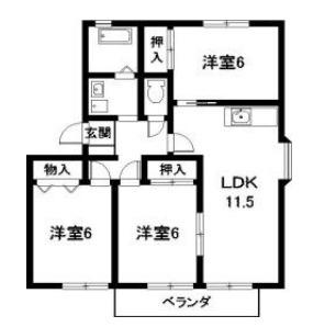 ハートホーム山本B棟(3LDK/2階)の間取り写真