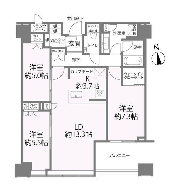 白金ザ・スカイ(3LDK/41階)の間取り写真