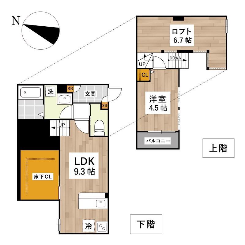 ADC野芥ミモザ(1LDK/1階)の間取り写真