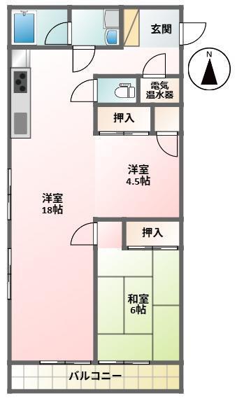 ライオンズマンション初台(2LDK/7階)の間取り写真