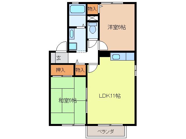 セジュール黒田(2LDK/2階)の間取り写真