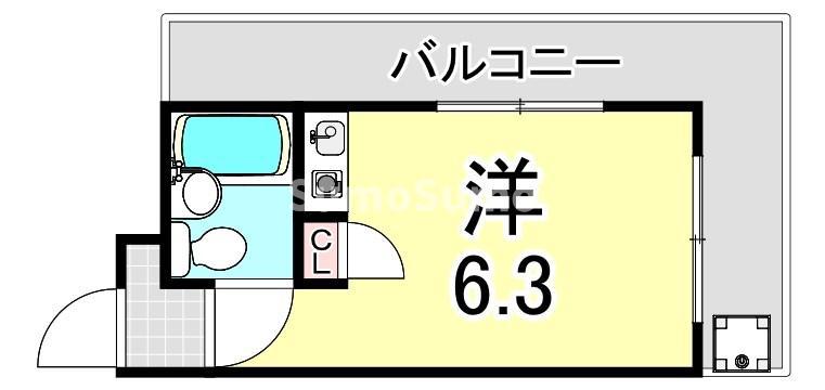 アニバ-サリ-40TH(ワンルーム/3階)の間取り写真