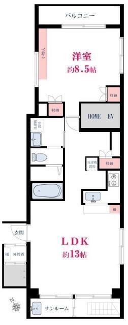 上目黒3丁目戸建2階(1LDK/2階)の間取り写真