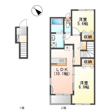 グランディール(2LDK/2階)の間取り写真