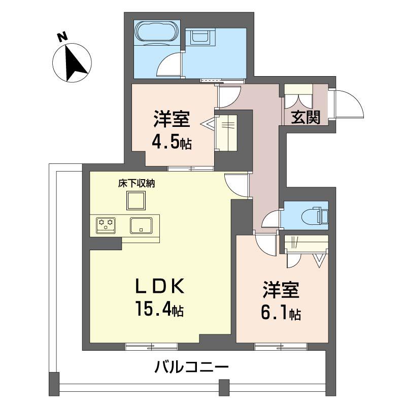 ベンディシオン市川(2LDK/1階)の間取り写真