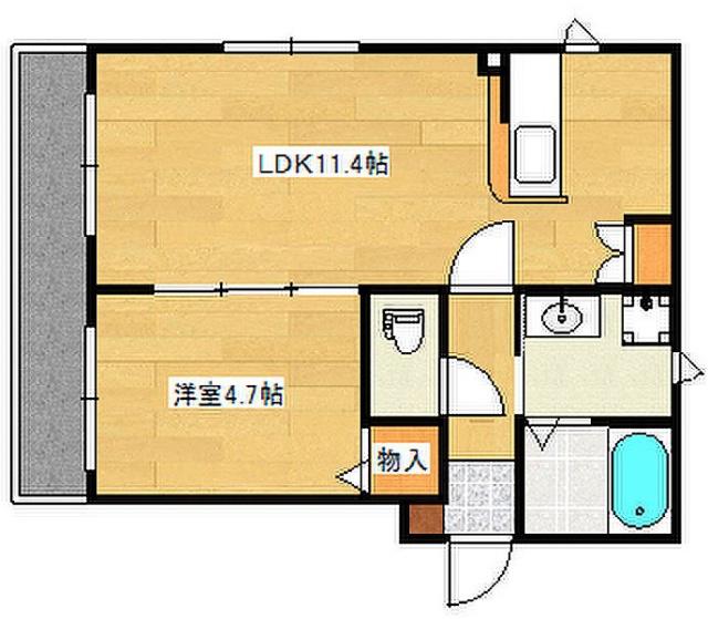 アンジュ己斐(1LDK/1階)の間取り写真