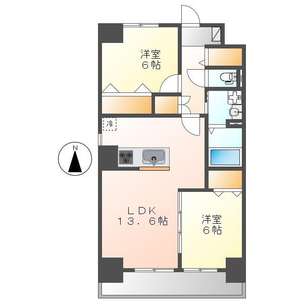 コンフォータブル(2LDK/2階)の間取り写真