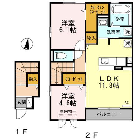 エンテ インゼル(2LDK/2階)の間取り写真