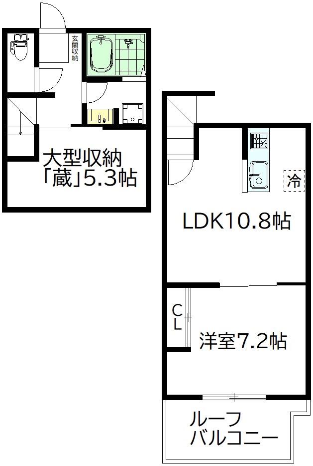 メゾンヴェール(1SLDK/2階)の間取り写真