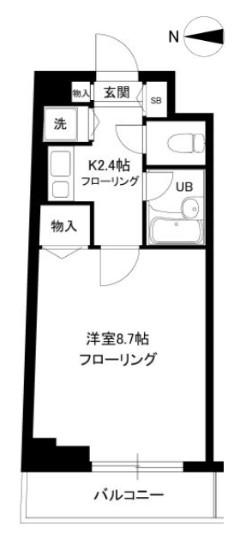 S.K.Yマンション(1K/2階)の間取り写真