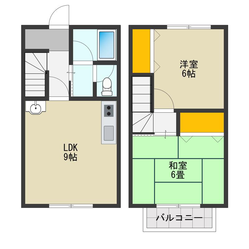 ミノワコーポ(2LDK/2階)の間取り写真