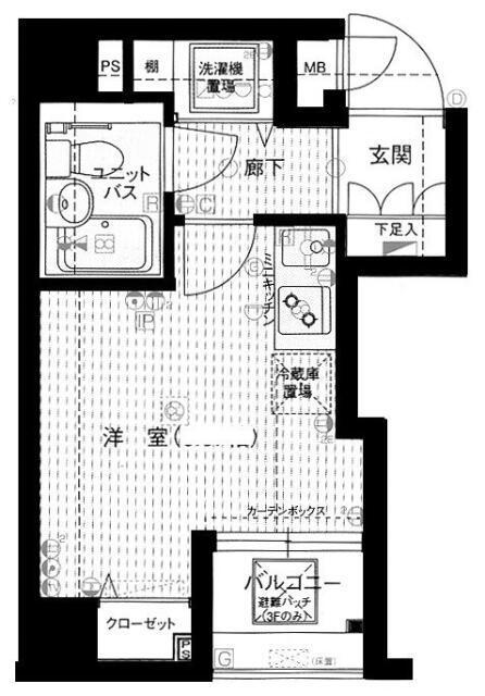 メインステージ青山(1K/2階)の間取り写真