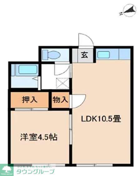 ハイツ光(1LDK/1階)の間取り写真