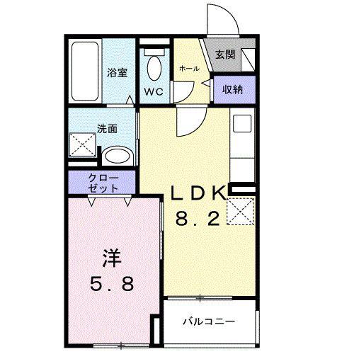 浜甲子園1丁目アパート(1LDK/3階)の間取り写真