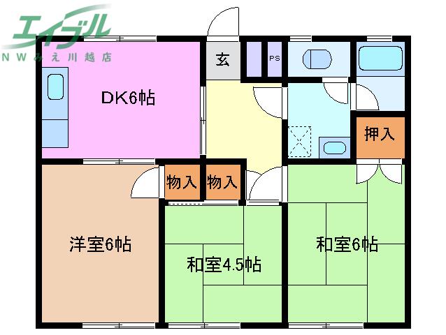 ハイツ北浜(3DK/2階)の間取り写真