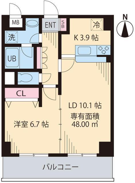 都営新宿線 一之江駅 徒歩5分 4階建 築20年(1LDK/4階)の間取り写真