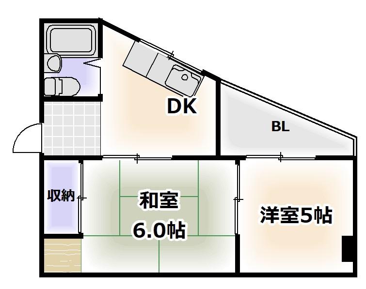 寿マンション(2DK/5階)の間取り写真