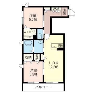 プレパルク・ディオI(2LDK/3階)の間取り写真