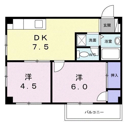 ハイツ本町A(2DK/2階)の間取り写真