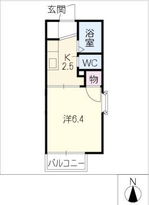 ジュネス名東(1K/1階)の間取り写真