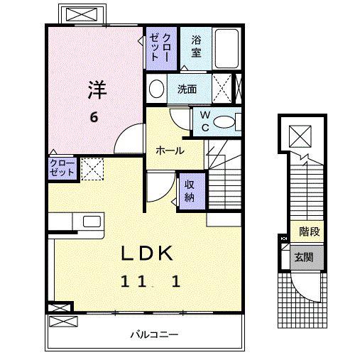 JR山陽本線 尾道駅 バス乗車時間:15分 最寄りバス停で下車 徒歩3分 2階建 築16年(1LDK/2階)の間取り写真