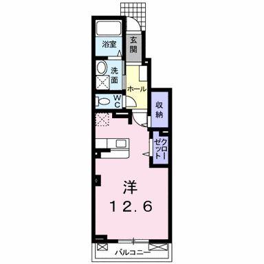 プランドール(ワンルーム/1階)の間取り写真