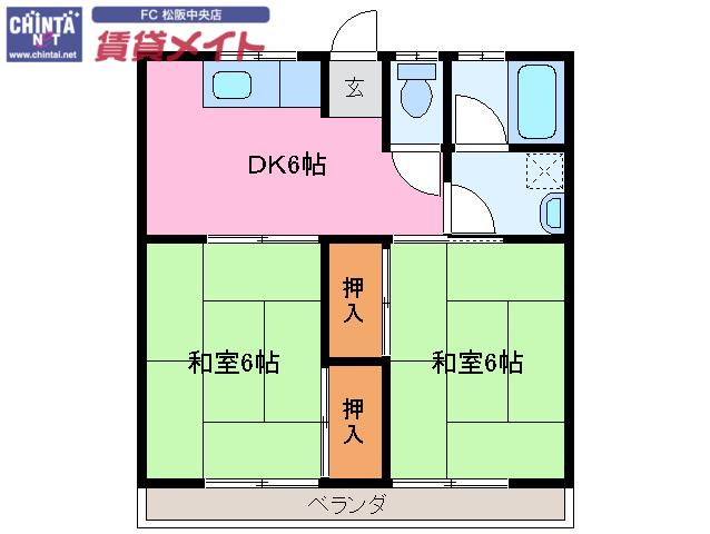 オリーブと朝のアールグレイ(2DK/1階)の間取り写真