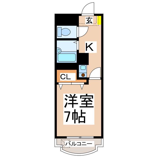 プロムナード京町台(1K/6階)の間取り写真