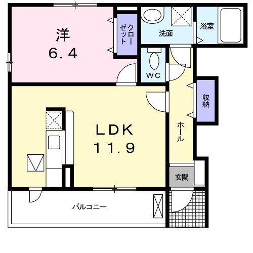 セレジェイラ(1LDK/1階)の間取り写真