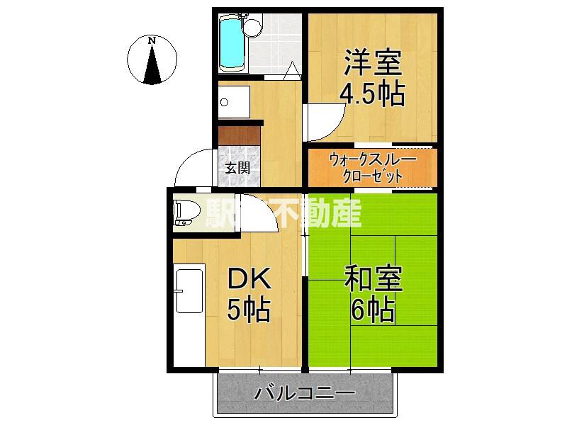 月田ガーデンハイツB棟(2DK/2階)の間取り写真