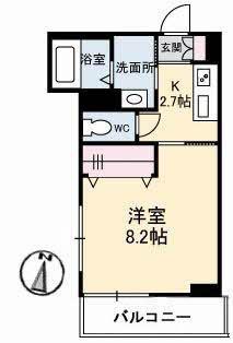 アスール高柳(1K/2階)の間取り写真
