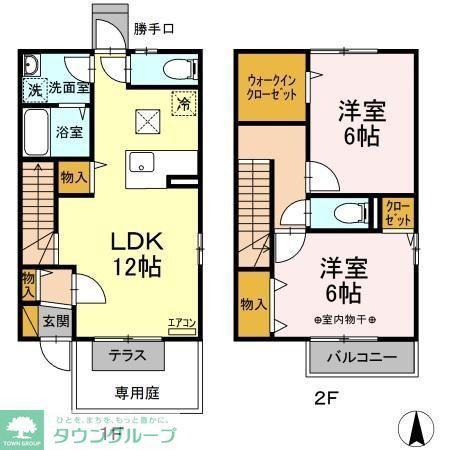 クレストスクエアA・B・C・D・E・F(2LDK/2階)の間取り写真