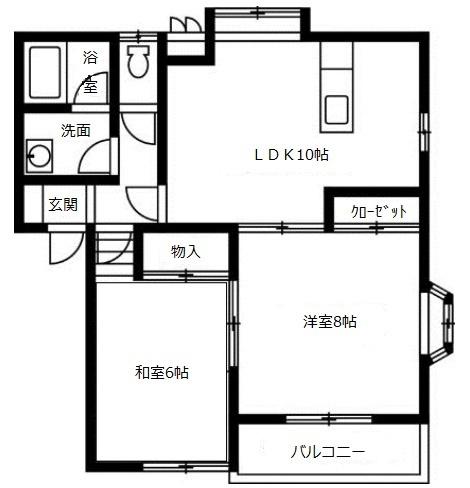 アーバン萩原(2LDK/1階)の間取り写真