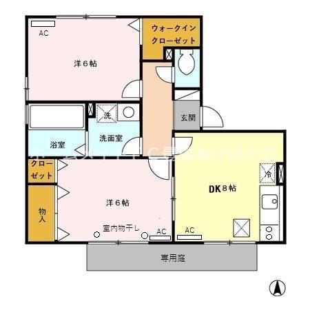 リビングタウン下地 A(2DK/1階)の間取り写真