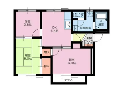 グレイスビラ(3DK/1階)の間取り写真