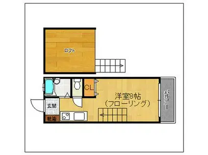 マイシャトーかしい(ワンルーム/1階)の間取り写真