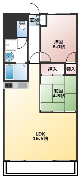 KIソシア Ⅰ(2LDK/2階)の間取り写真