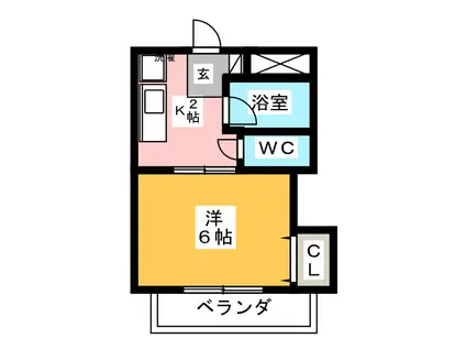 ヴェルデ・カーサII(1K/1階)の間取り写真