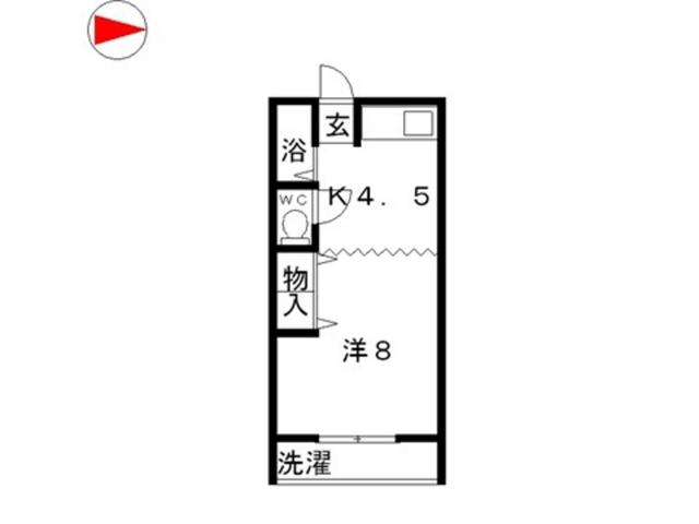 二子ハイツ(1K/2階)の間取り写真