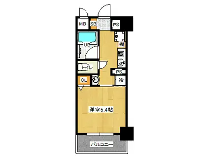 ディアコート八木(1K/4階)の間取り写真