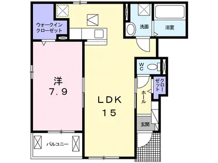 フィオーレ・ド・メゾン(1LDK/1階)の間取り写真