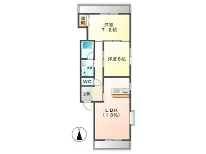 楼蘭滝ノ水(2LDK/2階)の間取り写真