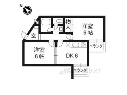 グランドール浅原(2DK/1階)の間取り写真