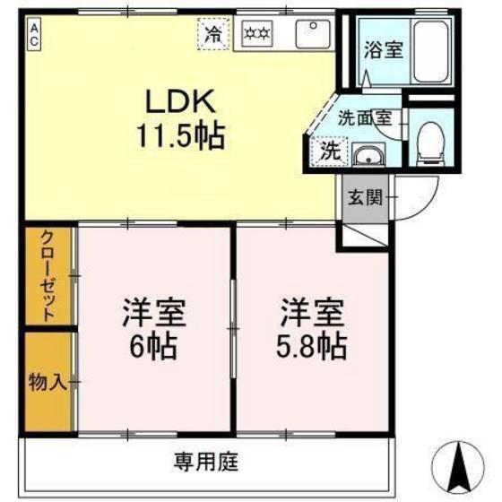 シートピア(2LDK/1階)の間取り写真