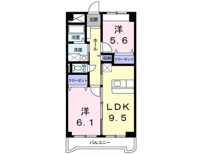 メゾン・アン・ソレイユIII(2DK/3階)の間取り写真