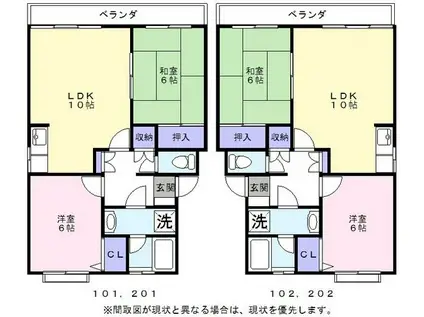 コーポかいつぶり(2LDK/1階)の間取り写真