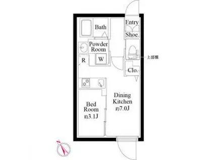 パセオ神宮前II(1DK/B1階)の間取り写真