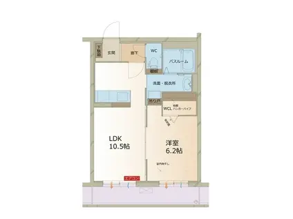 オーベル(2LDK/3階)の間取り写真