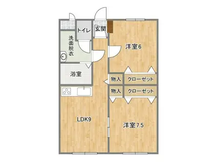 ベルメゾン蔦(2LDK/5階)の間取り写真